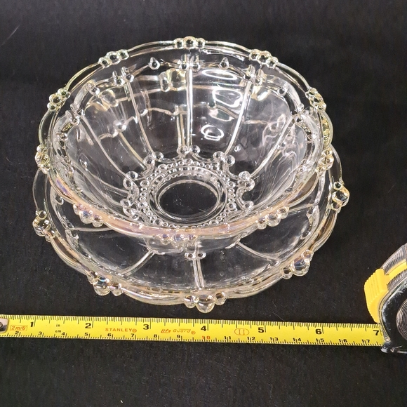 Vintage set of two Kig Indonesia Glass dessert bowl and plate from 1950's - Picture 3 of 8